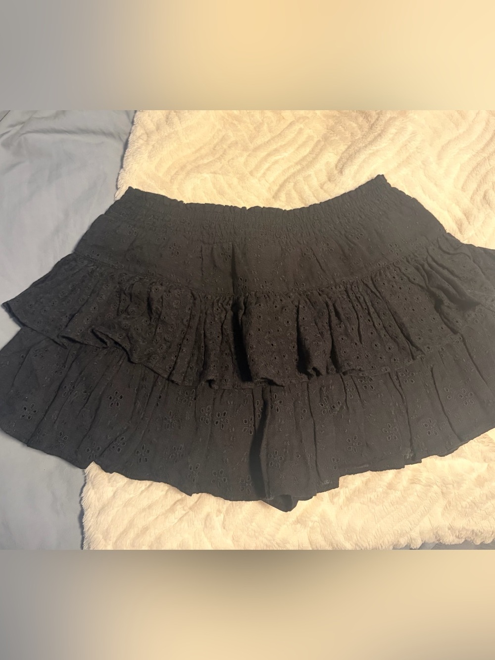 BDG Black Tiered Eyelet Mini Skirt